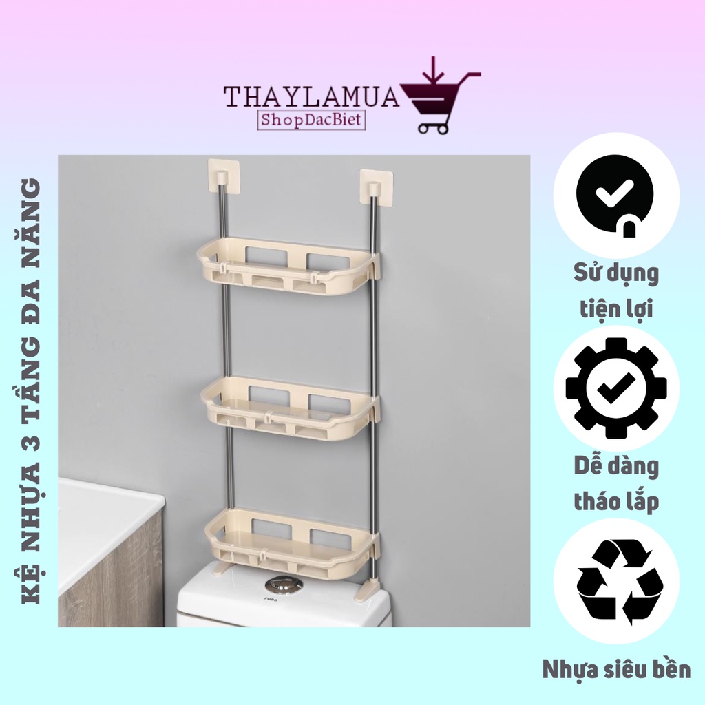Kệ Nhựa Đa Năng - Kệ Nhựa 3 Tầng Để Đồ Nhà Tắm Gọn Gàng Tối Ưu Không Gian