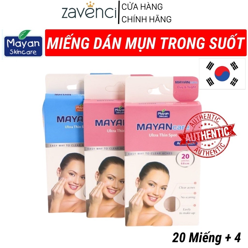 Miếng Dán Mụn MAYAN Dán Mụn Trong Suốt Hút Mụn Cấp Tốc (20 miếng +4) | Thế Giới Skin Care