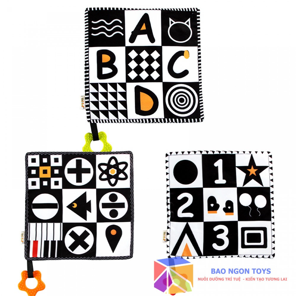 TRANH VẢI TRẮNG ĐEN, ĐA MÀU SẮC GIÚP KÍCH THÍCH THỊ GIÁC VÀ VẬN ĐỘNG TINH CHO BÉ TỪ 0 THÁNG - BAO NGON TOYS
