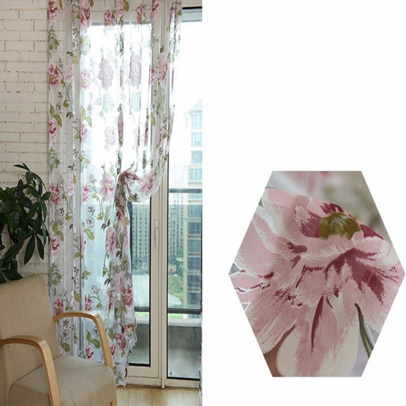 Rèm Cửa Họa Tiết Hoa Mẫu Đơn 100x200cm