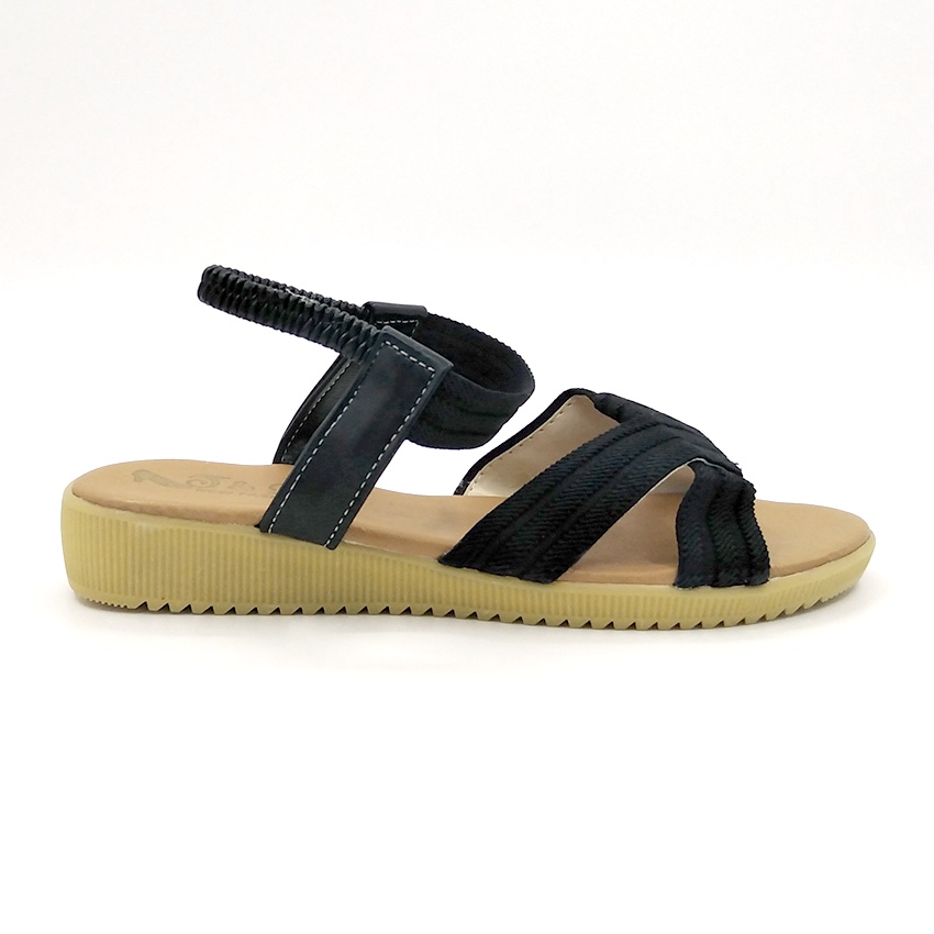 Giày sandal nữ đi học thông dụng Maia - quai thun chéo phối da - đế cao 3cm đi êm chân, thoải mái MA5811