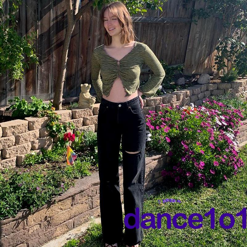 Áo nữ tay dài cổ chữ V thiết kế quyến rũ thời trang