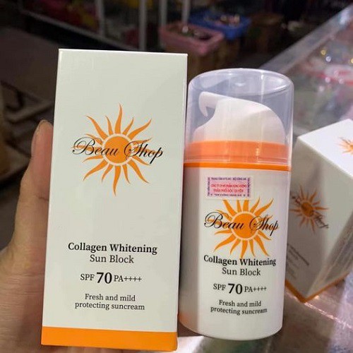 KEM CHỐNG NẮNG COLLAGEN NÂNG TÔNG DƯỠNG TRẮNG BEAU SHOP SPF 70 PA++++