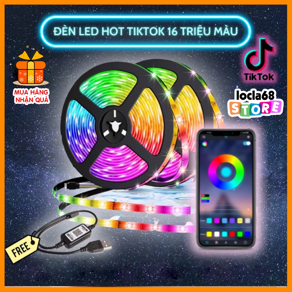 Đèn led Tiktok 5m RGB 16 triệu màu điều khiển bằng điện thoại, cuộn dây led đổi màu