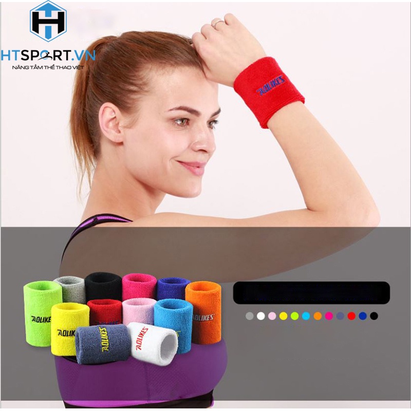 Băng Chặn Mồ Hôi, Băng Cuốn Cổ Tay Tập Luyện Chơi Thể Thao Tập Gym Aolikes AL0235 11CM