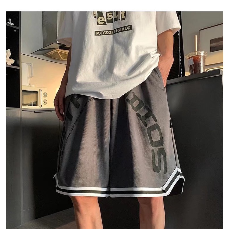 Quần Short Thể Thao Ống Rộng In Chữ Thời Trang Hàn Quốc Cho Nam size M-2XL