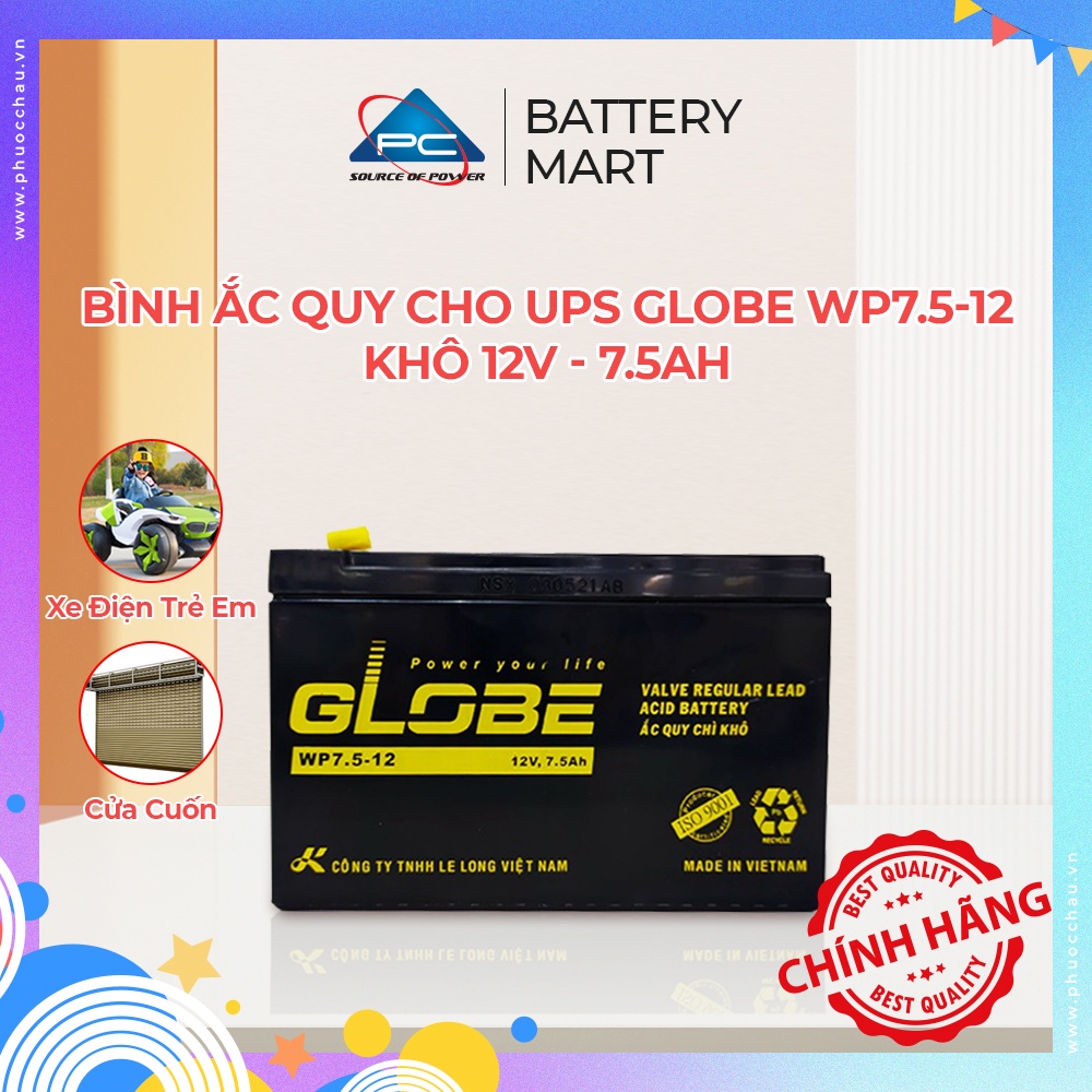 Bình Ắc Quy Cho UPS GLOBE WP7.5-12 Khô 12V - 7.5AH