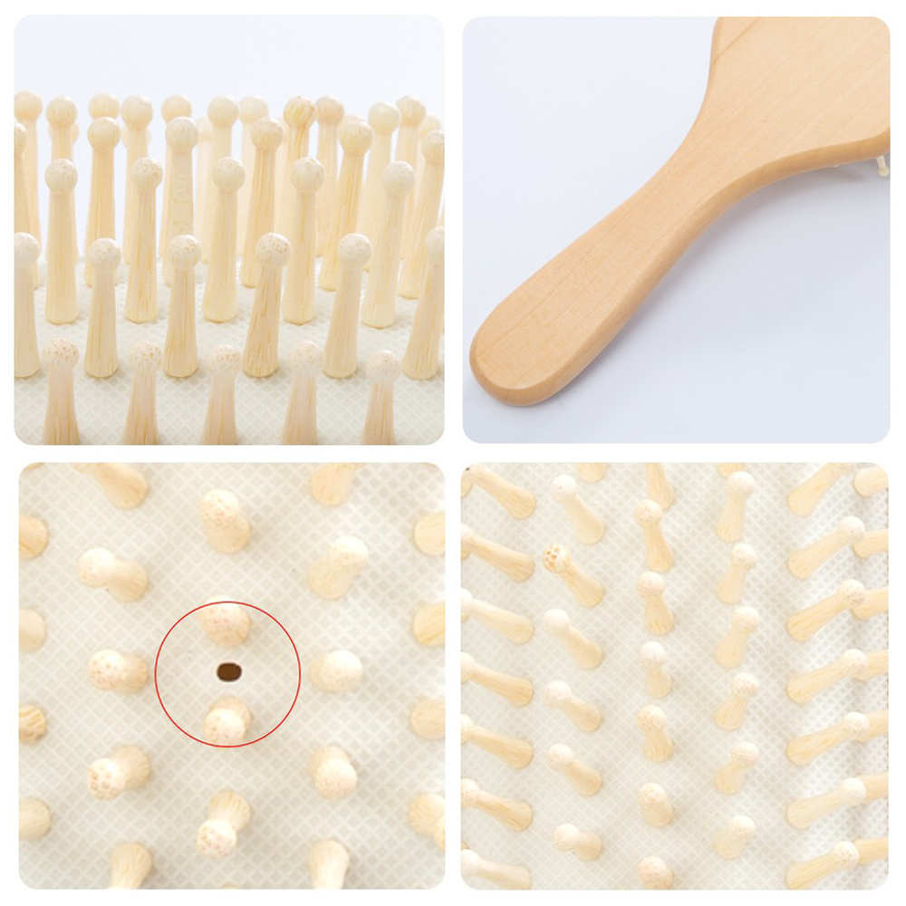 Lược Chải Tóc Có Túi Khí Tay Cầm Bằng Gỗ Nhiều Màu Sắc Chống Tĩnh Điện