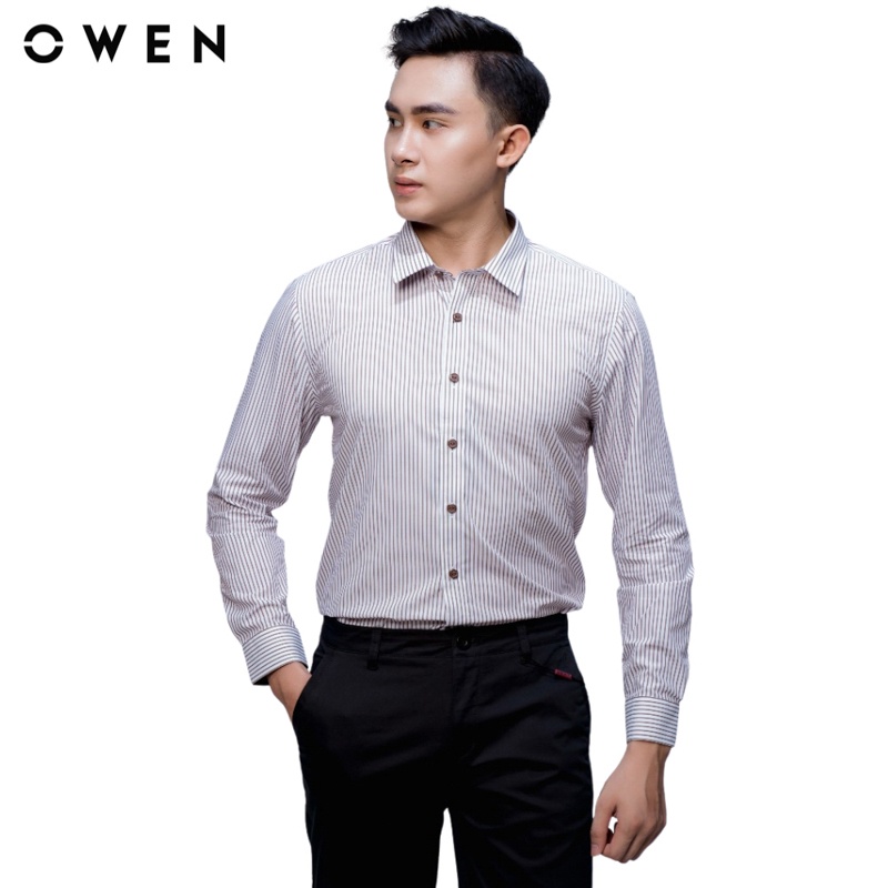 [Mã FATREND2810 giảm đến 30k tối đa 99k] Áo sơ mi Dài tay Owen Bamboo Slim Fit màu Nâu - AS61013D