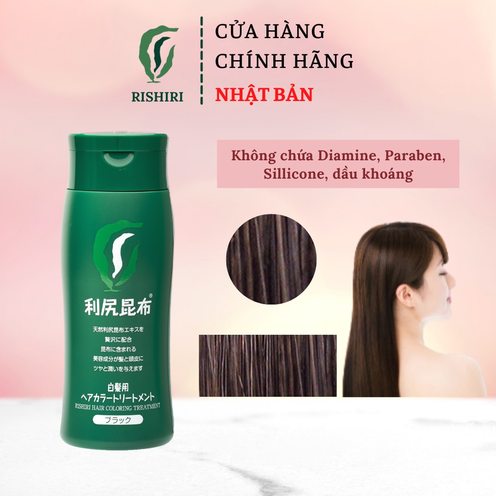Màu nhuộm tóc phủ bạc RISHIRI HAIR COLOR TREATMENT màu Nâu Tối 200g Nhật Bản