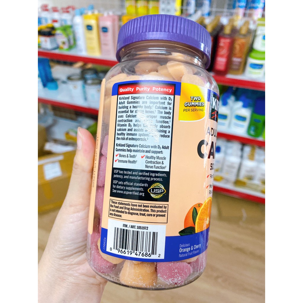 Date 4/2024 Kẹo Dẻo Kirkland Calcium Adult Gummies 120v