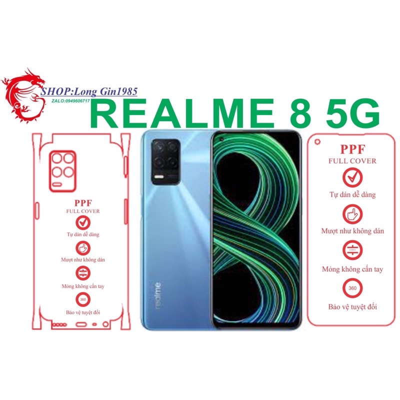 Realme 8 5G miếng dán trong Ppf mặt sau và mặt trước chống va đập chống trầy xước