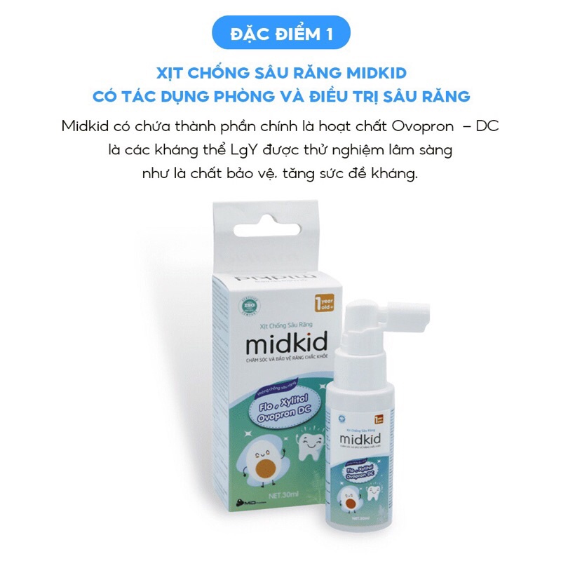 Xịt chống sâu răng Midkid bảo vệ men răng cho bé