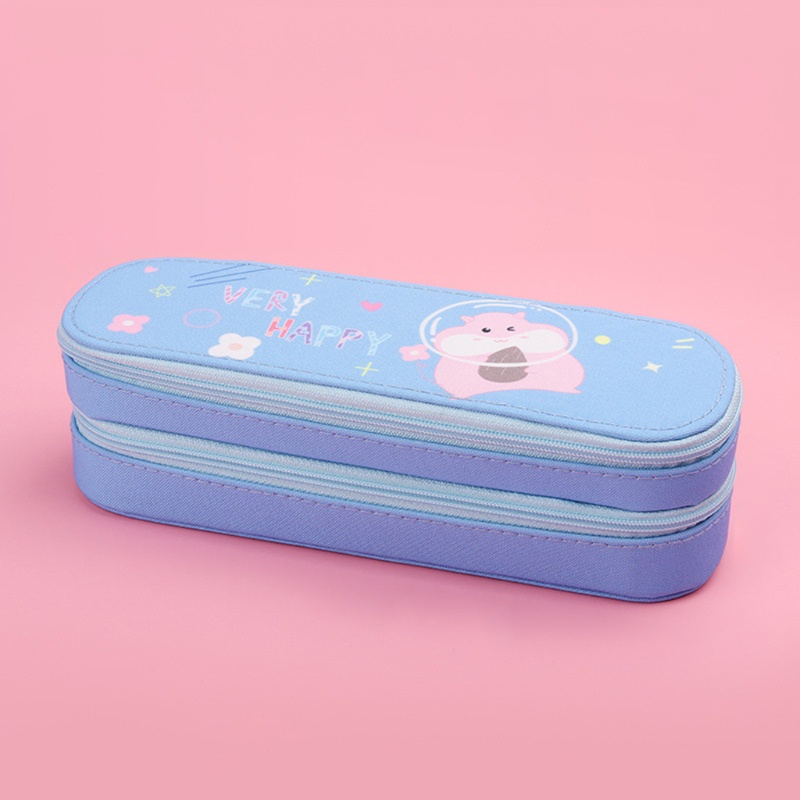 Túi Đựng Bút 2 Ngăn Sức Chứa Lớn Có Khóa Kéo Cho Trẻ Em