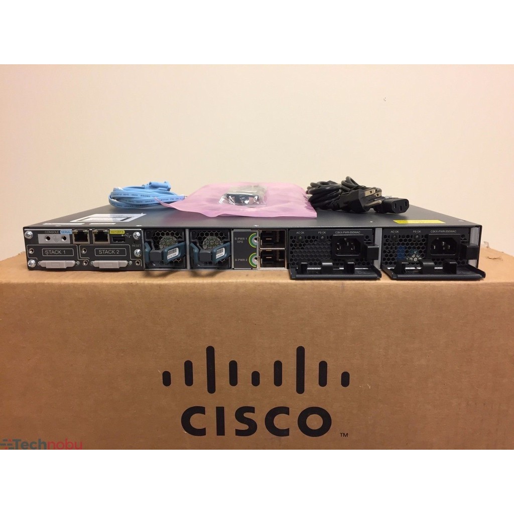 Cisco WS-C3750X 48T-S 48 Port Gigabit Switch & 2x 350W Power