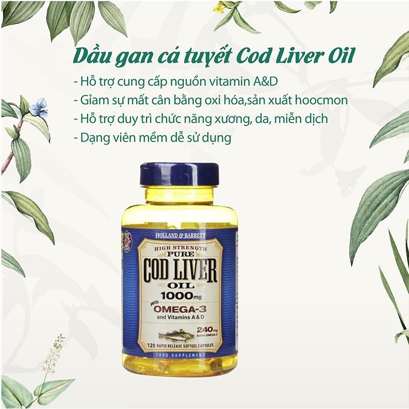 DẦU GAN CÁ TUYẾT bổ sung Omega Cod Liver Oil 410mg H&amp;B viên nang mềm