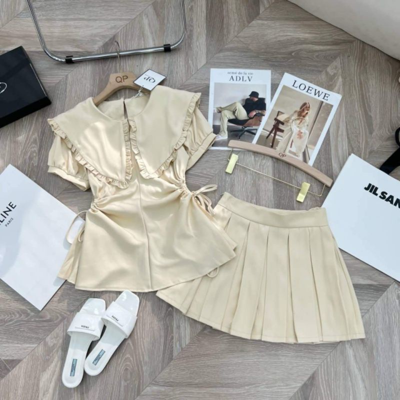 SÉT ÁO NHÚN EO KÈM CHÂN VÁY