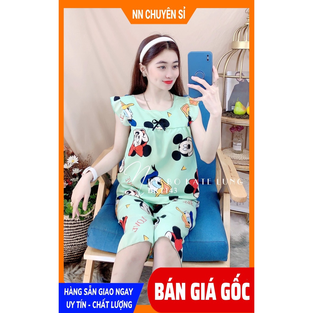 Đồ bộ nữ mặc nhà vải kate mềm mịn mát in họa tiết dễ thương BKT143 bộ kate lửng
