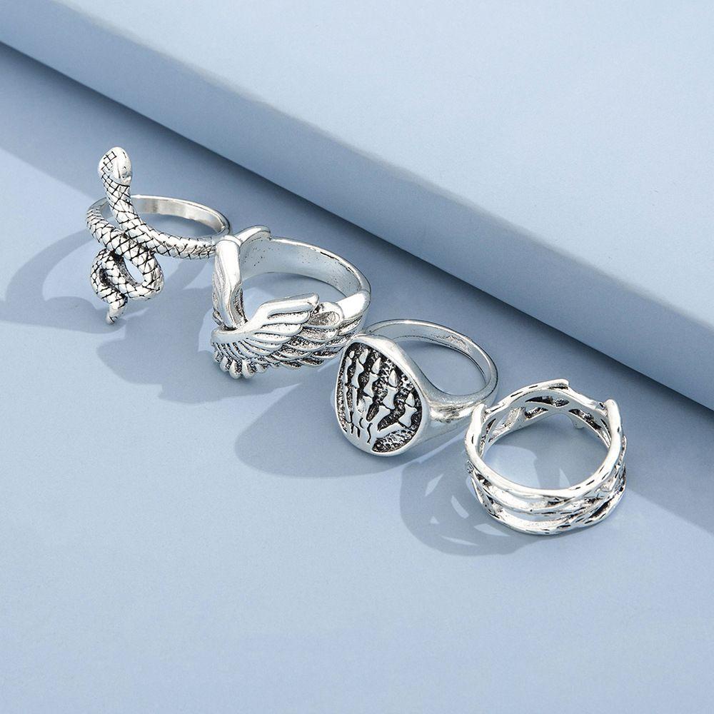 Set 4 Nhẫn Hình Vuông Phong Cách Hàn Quốc Thời Trang Cho Nam Và Nữ