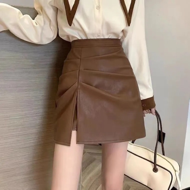 Chân Váy Da Lưng Cao Kiểu Hàn Quốc Cho Nữ, BigSize 80kg