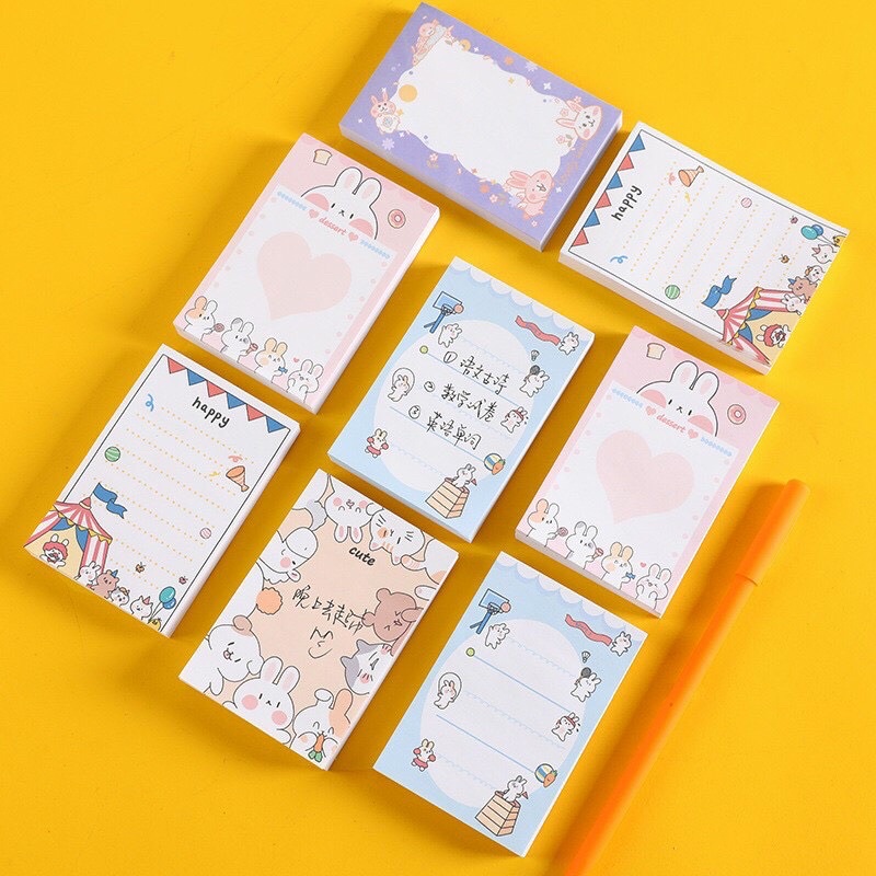 Set 100 tờ giấy note, trang trí, ghi chú, nhắc nhở hoạ tiết hoạt hình