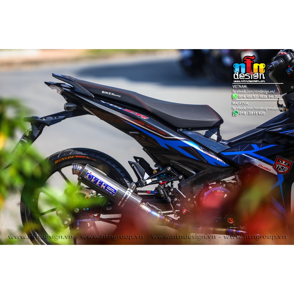 Tem rời exciter 150 đen xanh dương 715zr chỉ , tem 3 lớp cao cấp