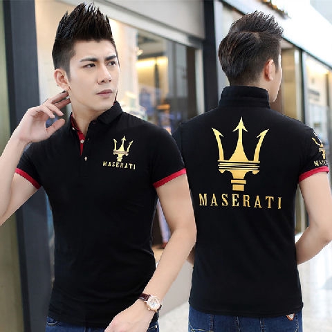 Áo polo ngắn tay in họa tiết logo xe hơi Maserati