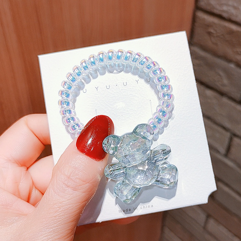 Dây buộc tóc lò xo đính gấu pha lê nhiều màu không dính tóc CT24