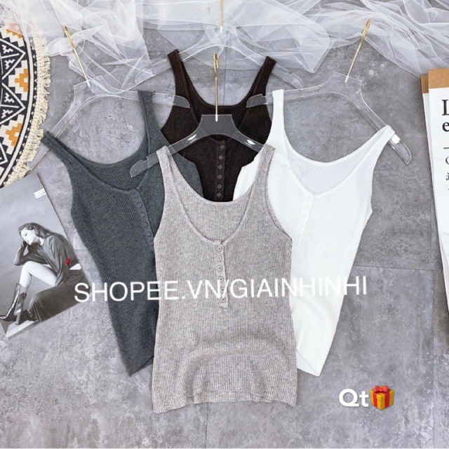 Áo ba lỗ len tăm cúc ngực hàng QC đẹp dày dặn co giãn AL1518 - NhiNhi Shop