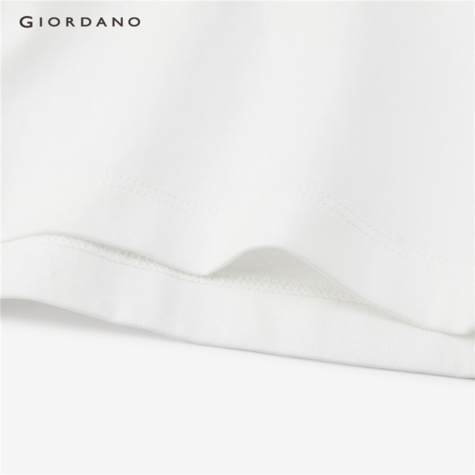 Áo thun GIORDANO 13322750 tay dài cổ tròn màu tương phản cá tính phối hình chữ A giản dị cao cấp thường ngày cho nữ