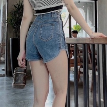 Quần váy jean nữ co giãn quần short jean giả vày vạt tròn siêu xinh