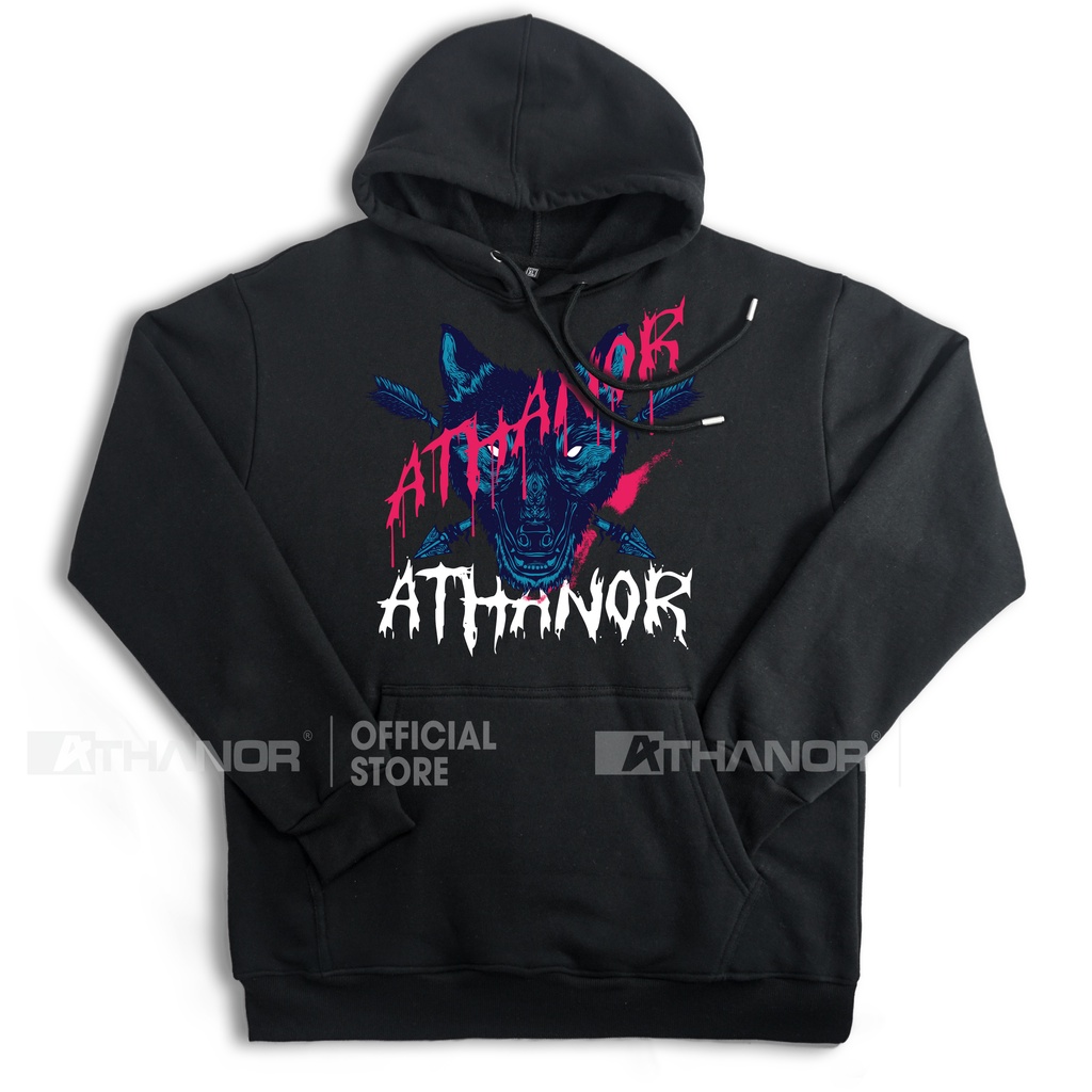 Áo Hoodie ATHANOR Chất Nỉ Bông 100% cotton 290 gsm Form Unisex In Hình Sói Xanh HDT804