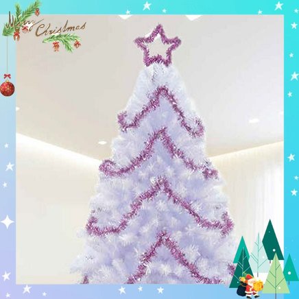 Cây thông noel 2m1 màu trắng trong - cây thông noel A7 tặng ngôi sao đỉnh và dây kim tuyến trang trí giáng sinh