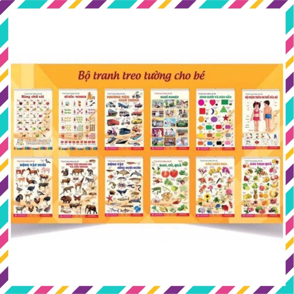 Tranh treo tường cho bé 12 chủ đề về thế giới xung quanh cho bé từ 6 tháng tuổi