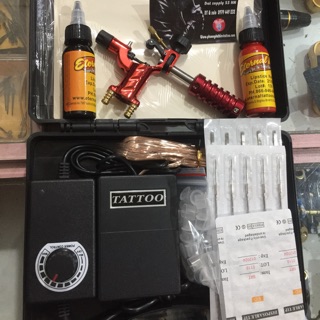Combo 1 máy xăm rotary flydragon 899k/1 bộ mầu đỏ