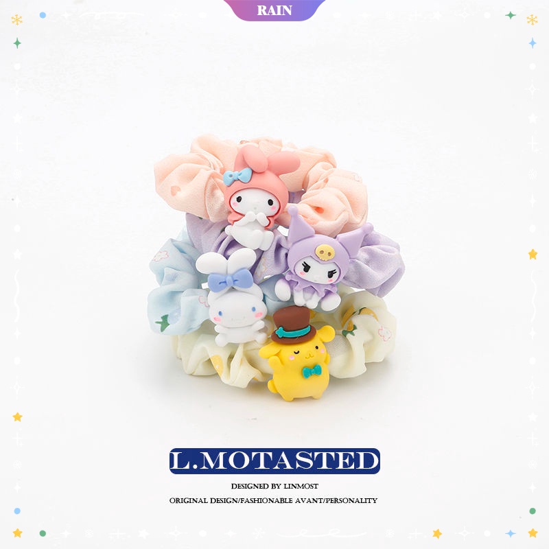 Mới Dây Buộc Tóc Co Giãn Màu Trơn Họa Tiết Sanrio Kuromi My Melody