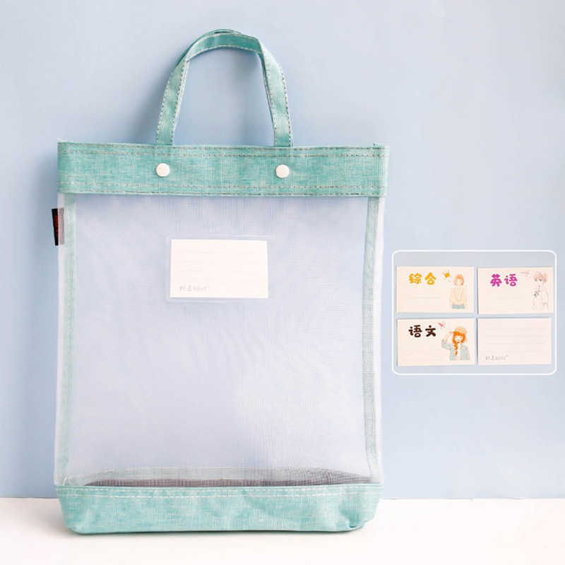 Túi tote đi học nylon lưới trong suốt phân loại môn học tiện dụng dành cho học sinh