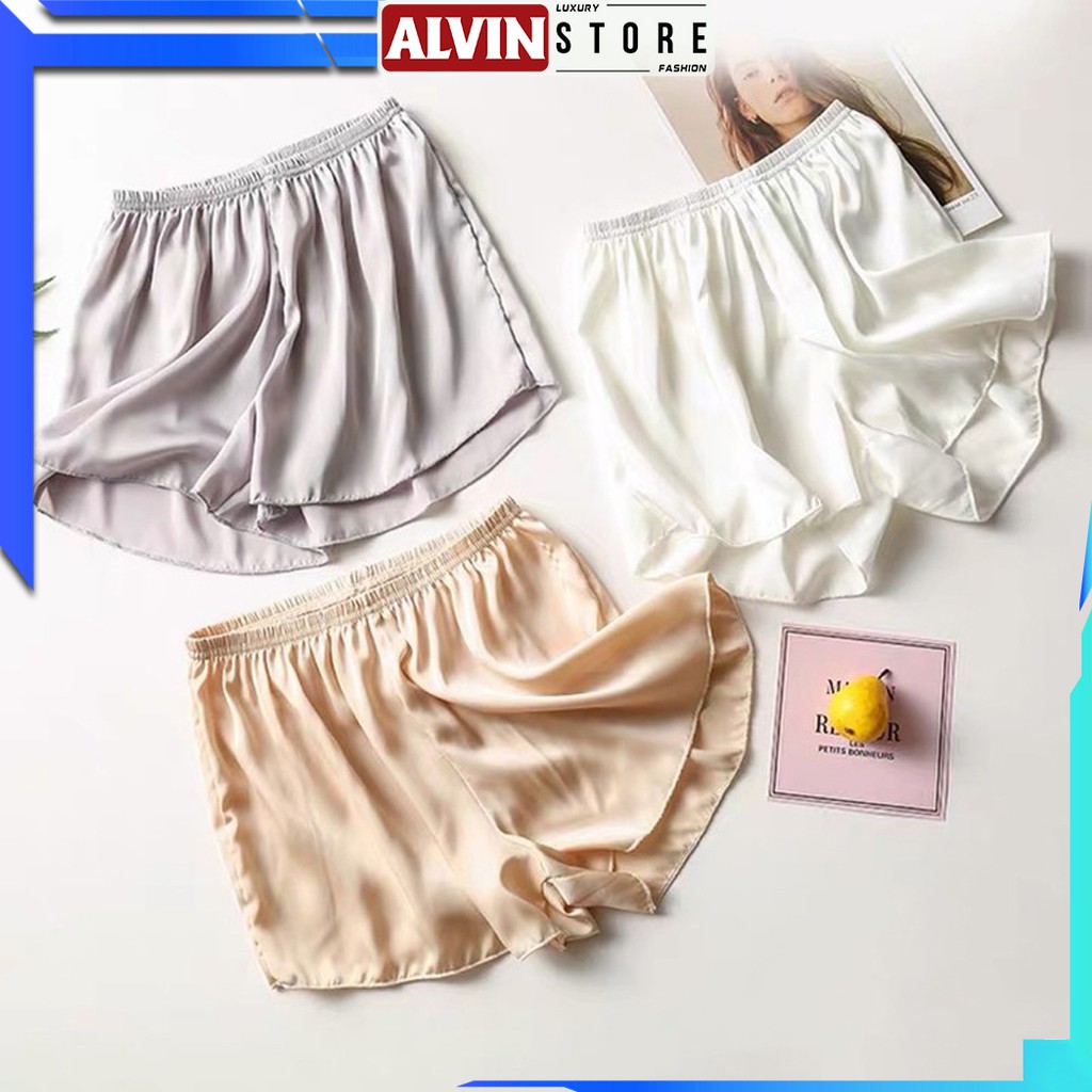 Quần sooc đùi lụa satin mềm mát cao cấp - quần short mặc trong váy mềm mại Alvin Store 11005