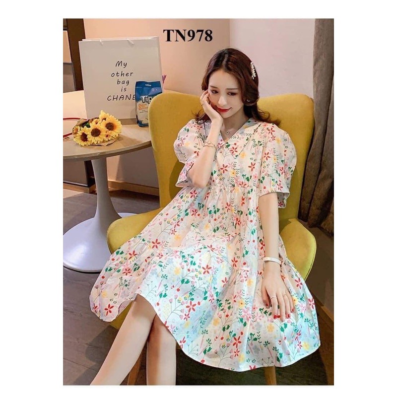 Đầm Hoa Babydoll 3 Tầng Quảng Châu