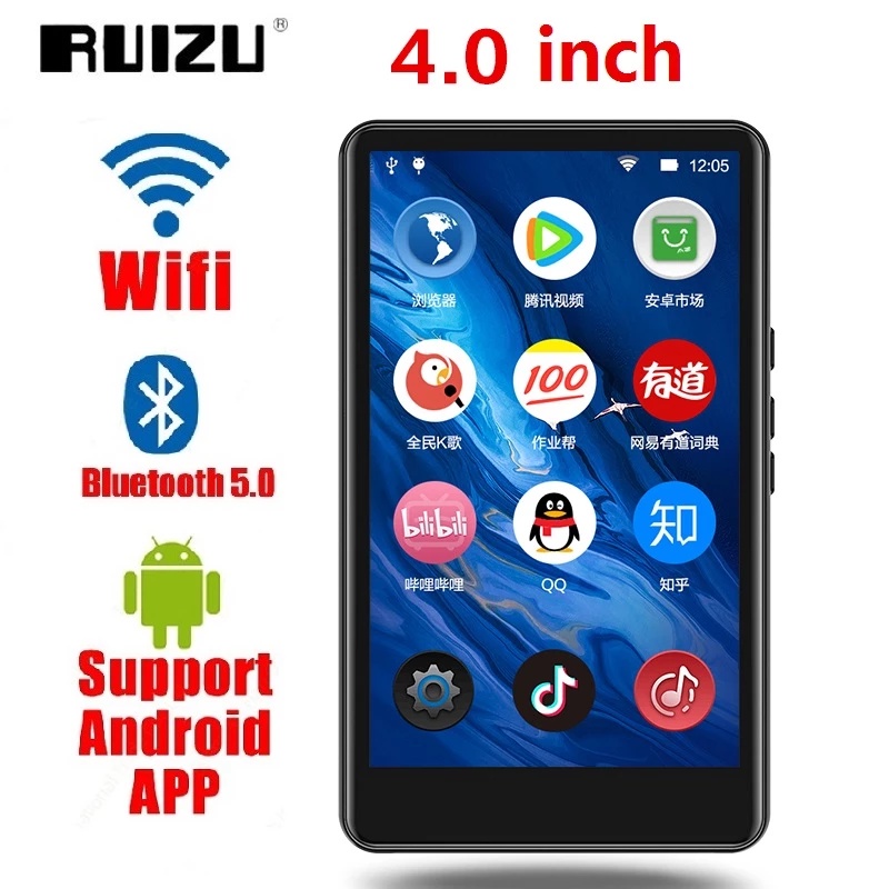 [HÀNG CHÍNH HÃNG] MÁY NGHE NHẠC XEM PHIM ANDROID MÀN HÌNH CẢM ỨNG 4.0 INCH KẾT NỐI BLUETOOTH WIFI RUIZU H6 BỘ NHỚ 8GB