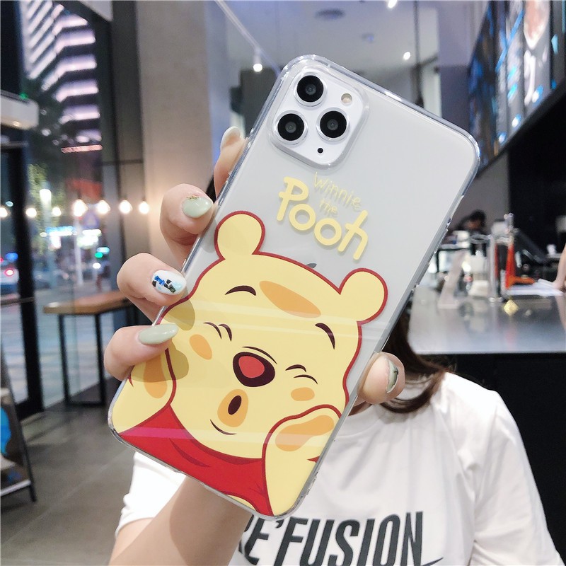 Ốp lưng dẻo trong Iphone in hình họa tiết Gấu Pooh và Stitch đủ mã Iphone 5/5s/6/6s/6plus/6splus/7/8/7plus/8plus/x/xs/xs