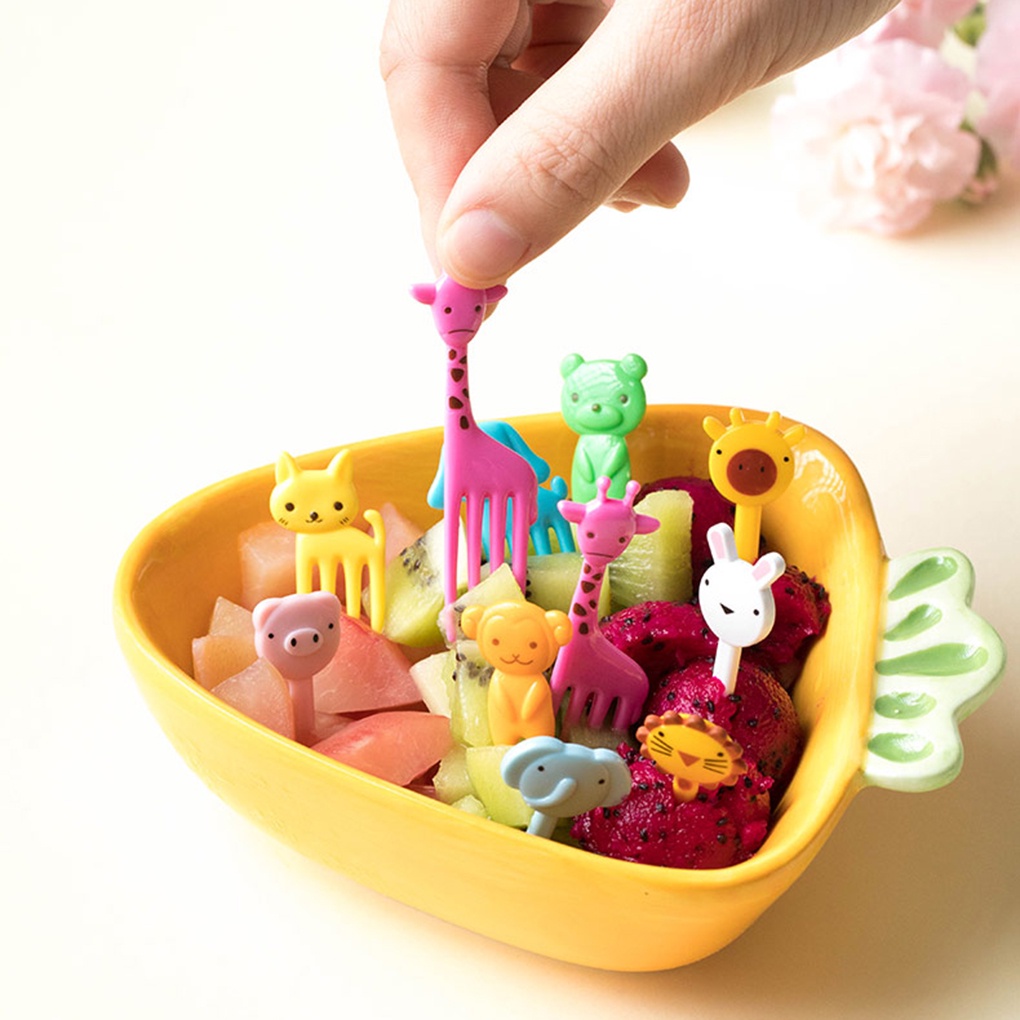 Set 10 Que Ăn Mini Hình Động Vật / Trái Cây / Nông Trại / Nĩa Ăn Trưa