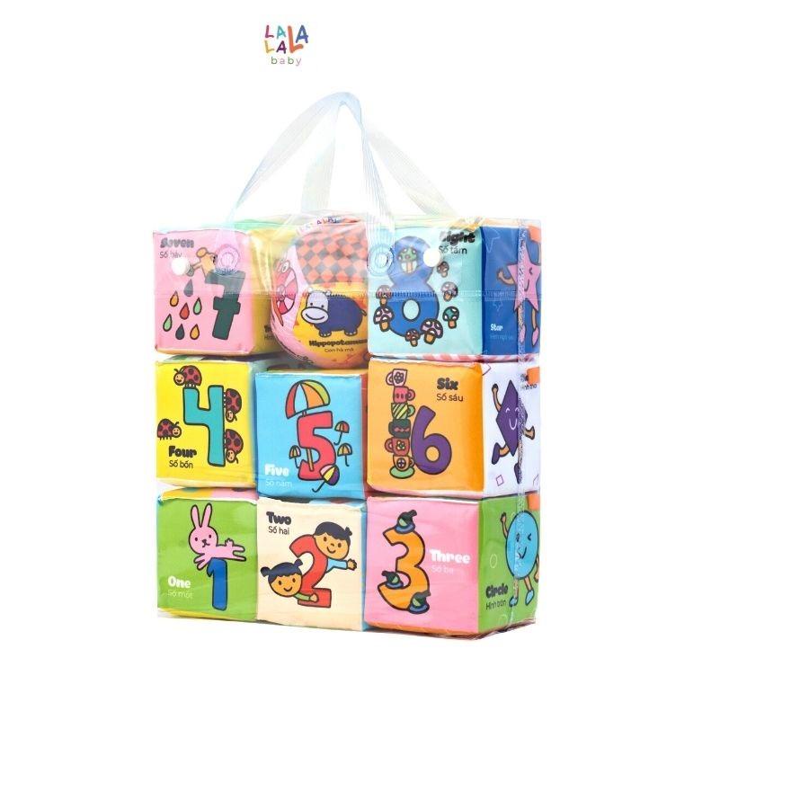 Bộ 8 Đồ Chơi Vải Hình Khối Lalala Baby Nhiều Chủ Đề Song Ngữ Anh Việt - PT Tư Duy &amp; Vận Động Tinh Phù Hợp Bé Từ 0-24m