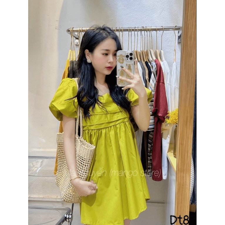 ĐẦM SUÔNG NỮ BABI DOLL NƠ LƯNG GIẤU BỤNG CỰC HOTG PU THỜI TRANG HHP 2022