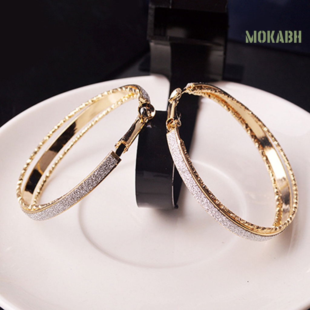 1 Đôi Bông Tai Hình Tròn Bằng Hợp Kim Lấp Lánh Thời Trang Cho Nữ