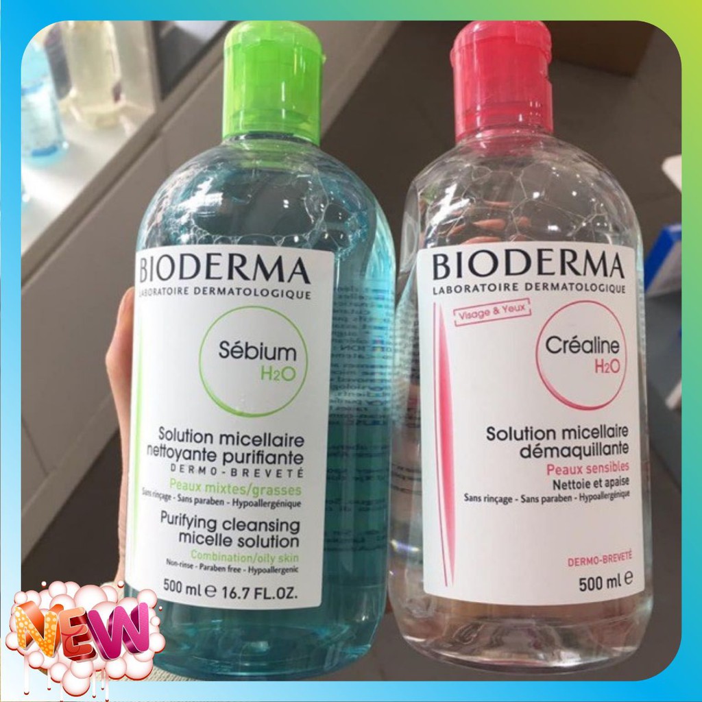 Nước Tẩy Trang Bioderma H2O 500ml Créaline Hồng, Sébium Xanh chính hãng | BigBuy360 - bigbuy360.vn