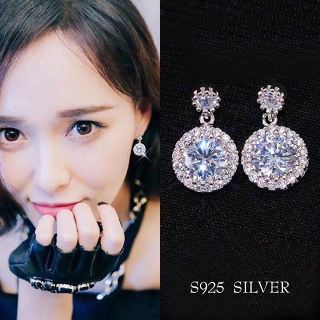 Bông tai bạc ý 30% ( khắc mã s925) nạm đá sang trọng lấp lánh