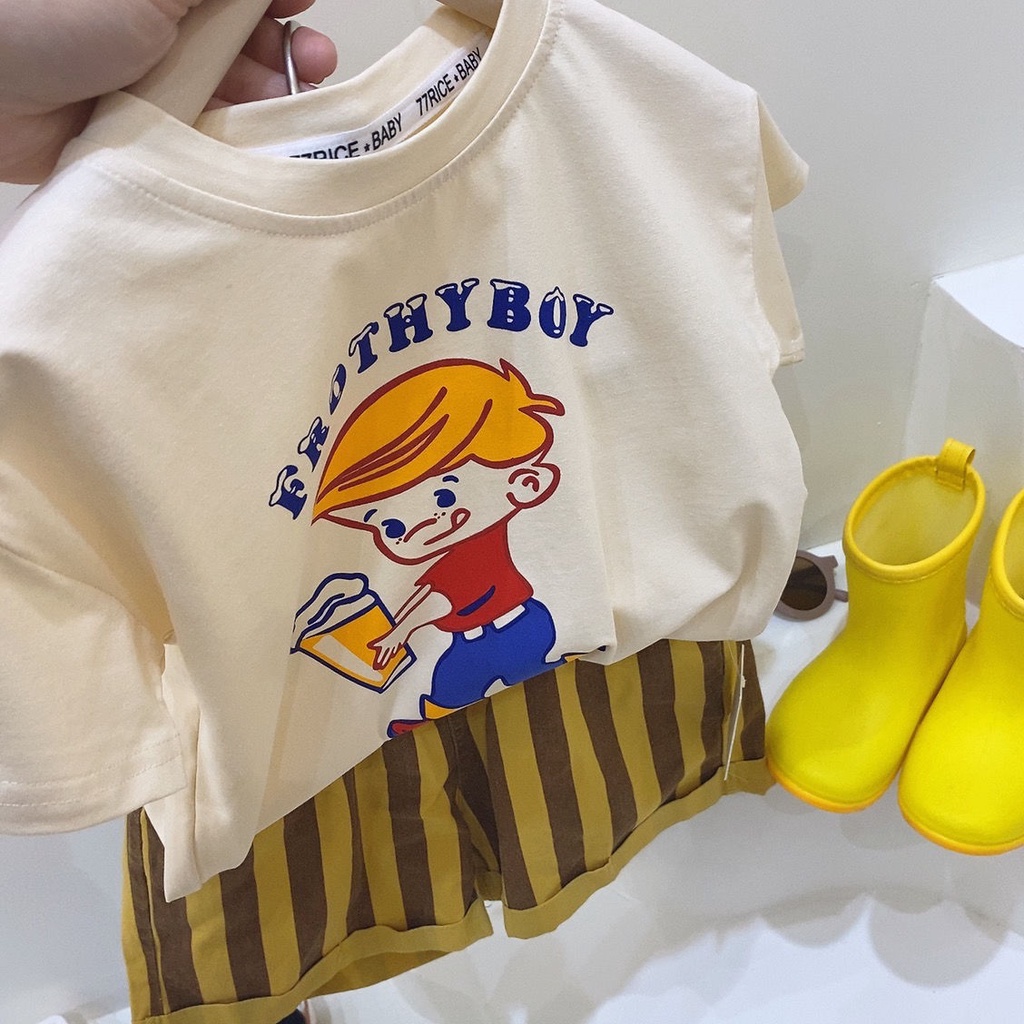 Bộ Đồ Cotton Ngắn Tay Mềm Mại Thoải Mái Thời Trang Hàn Quốc Nhật Bản 2022 Cho Bé Trai Gái