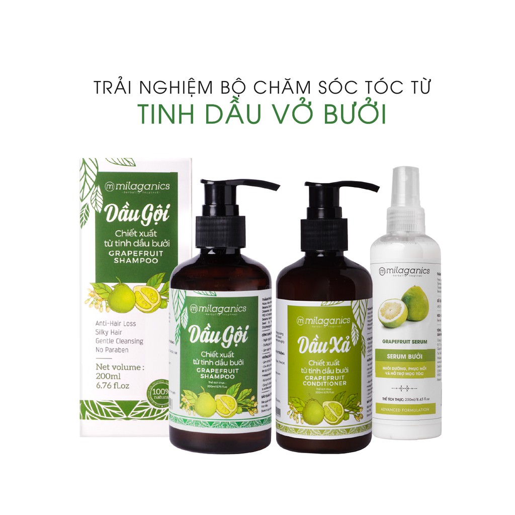 Dầu Xả Bưởi Nuôi Dưỡng Tóc Mềm Mượt, Phục Hồi Tóc Hư Tổn Từ Tinh Dầu Bưởi Nguyên Chất MILAGANICS 250ml (Chai)