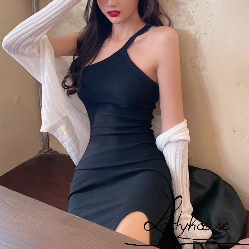 Đầm không tay một mảnh màu xám/đen gợi cảm cho nữ